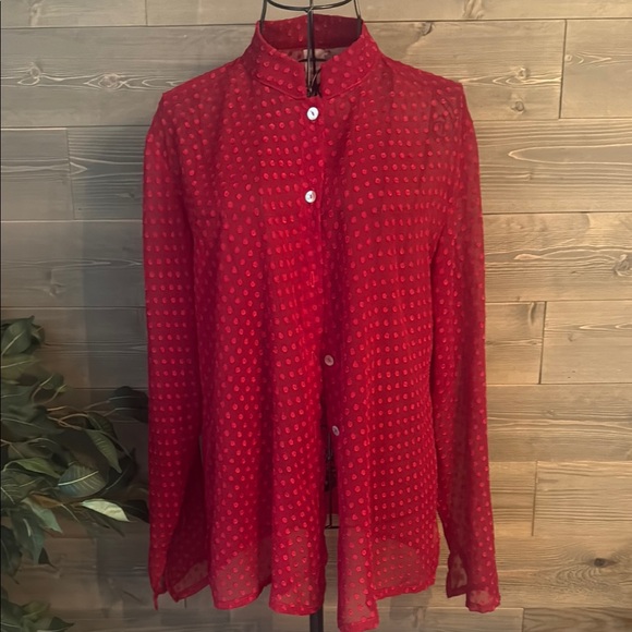 wear it Tops - Wear it red textured long sleeve blouse